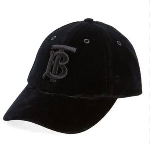 New Burberry Black Velvet Baseball Cap